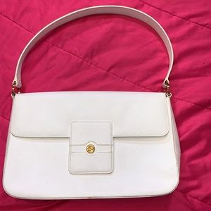 Vintage Brooks Brothers white textured Italian leather pocketbook shoulder strap